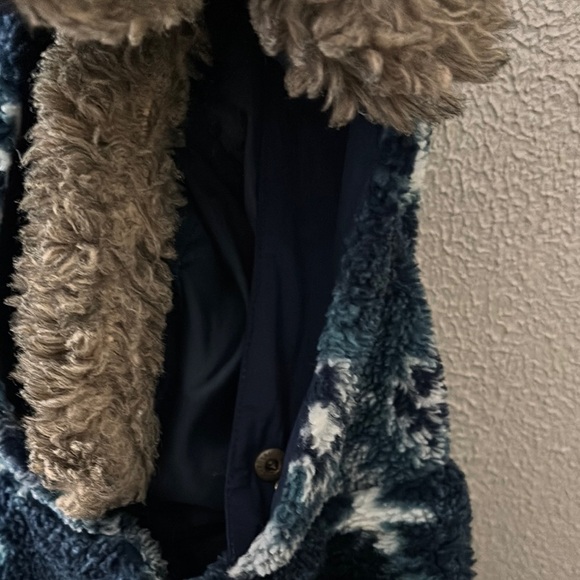 Vintage LL. Bean Cozy Hooded Winter Parka Coat Jacket Nordic Pattern Large Blue - Picture 8 of 8